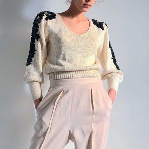 Vintage ivory knit sequin sweater